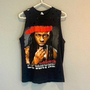 Lil Wayne 2009 tour merchandise collector tshirt distressed cutoff muscle tee